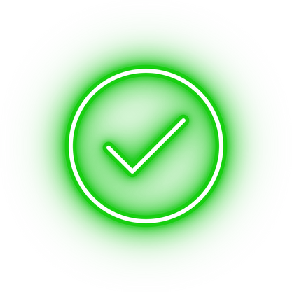 Neon green task complete icon